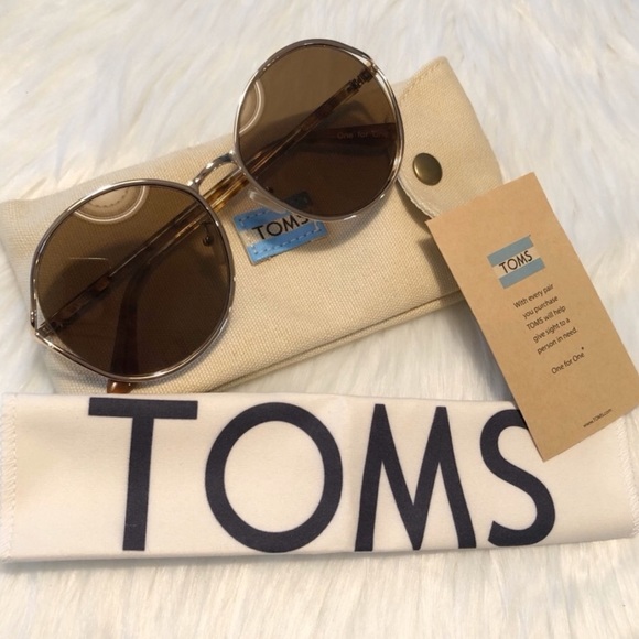 TOMS 58mm “Blythe” Round Sunglasses NWT Gold/Brown - Picture 2 of 8